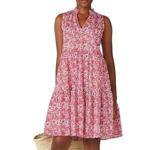 J. Crew Liberty Fabric Cotton Poplin Tiered Dress Wiltshire Print Cherry Small
